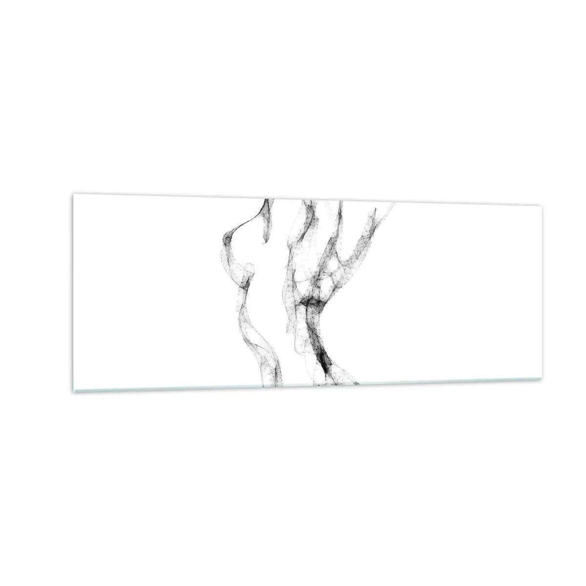 Glasbild - Bild auf glas - Zarte, abstrakte Linien, die Rauchfahnen ähneln, auf hellem Hintergrund - 140x50cm - Schön und stark - Moderne Wanddekoration für Wohnzimmer und Schlafzimmer ARTTOR