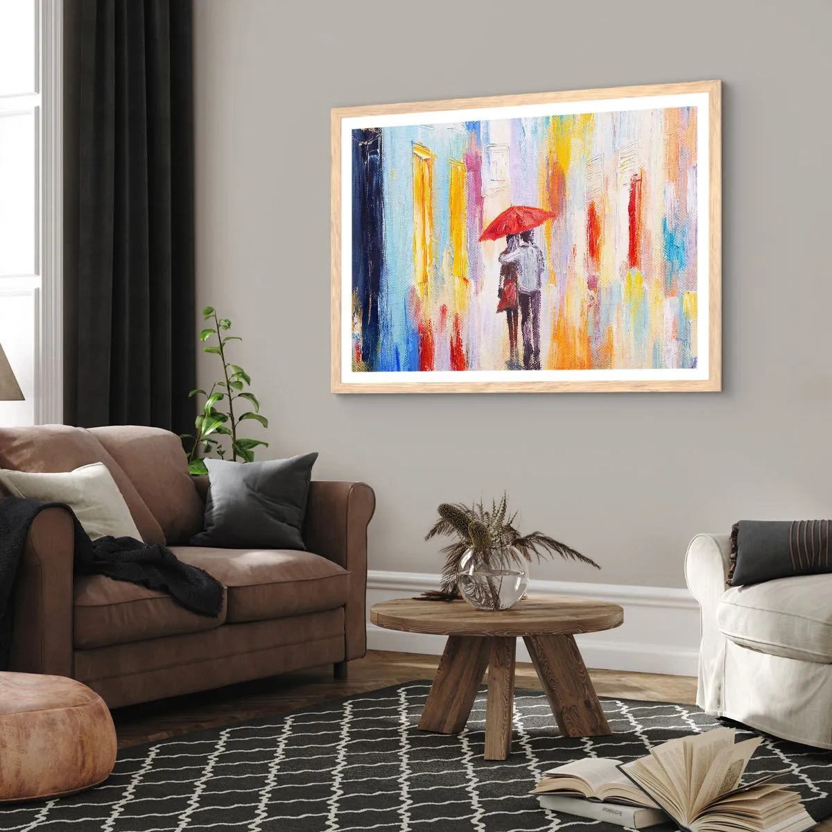 Poster in einem Rahmen aus heller Eiche - Lass es weiter regnen - 40x30 cm