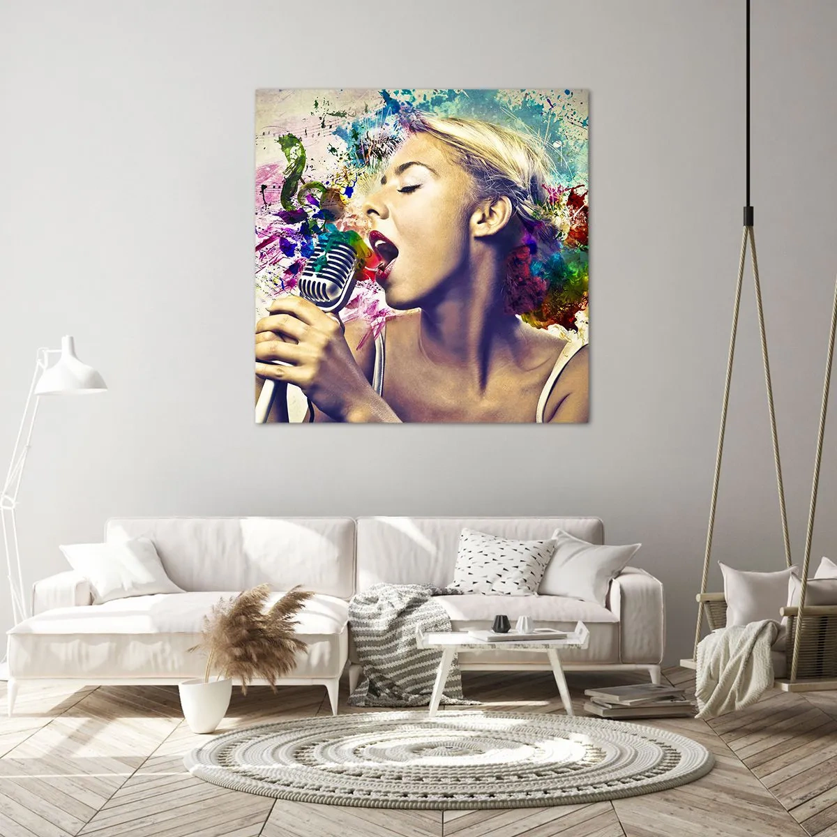 Bild auf Leinwand - Leinwandbild - Malen Sie die Welt mit Ihrer Stimme - 60x60 cm