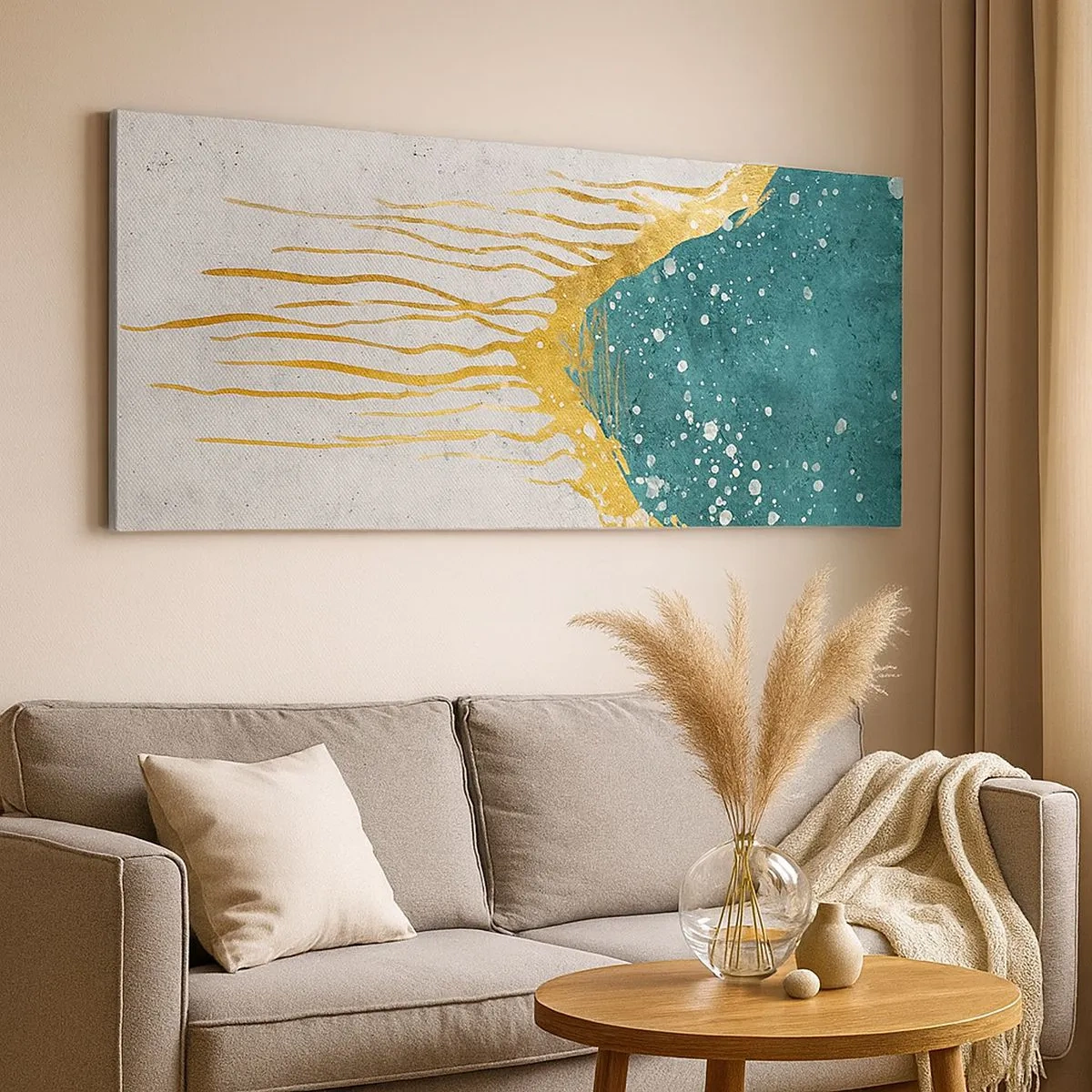 Bild auf Leinwand - Leinwandbild - Goldene Flut - 100x40 cm