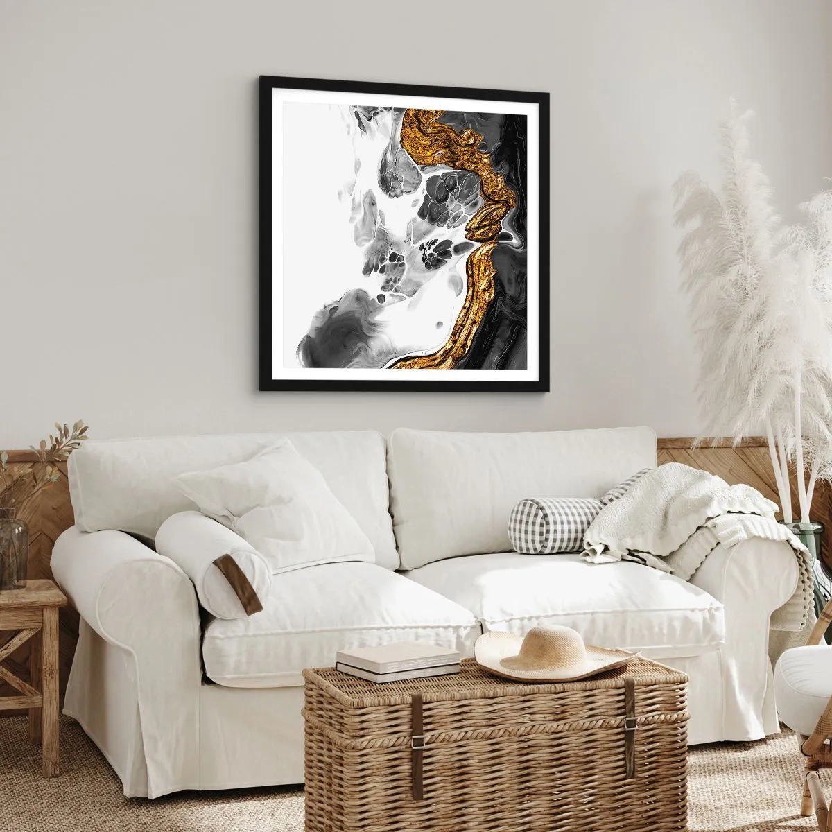 Poster in einem schwarzem Rahmen - Organische Komposition - 40x40 cm