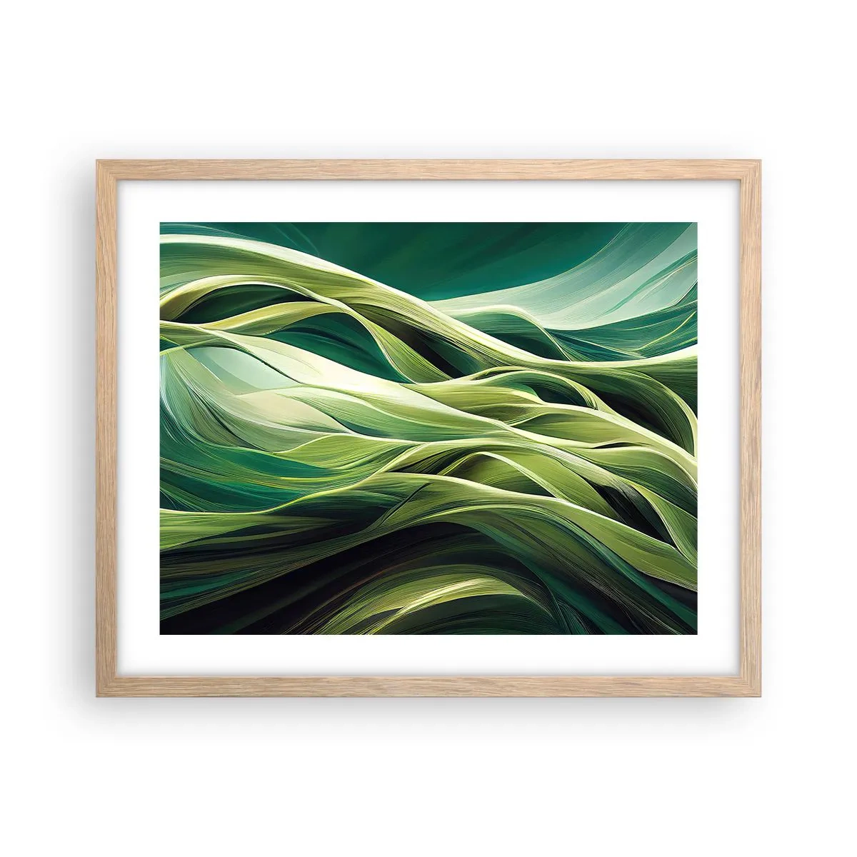Poster in einem Rahmen aus heller Eiche - Abstraktes grünes Spiel - 50x40 cm