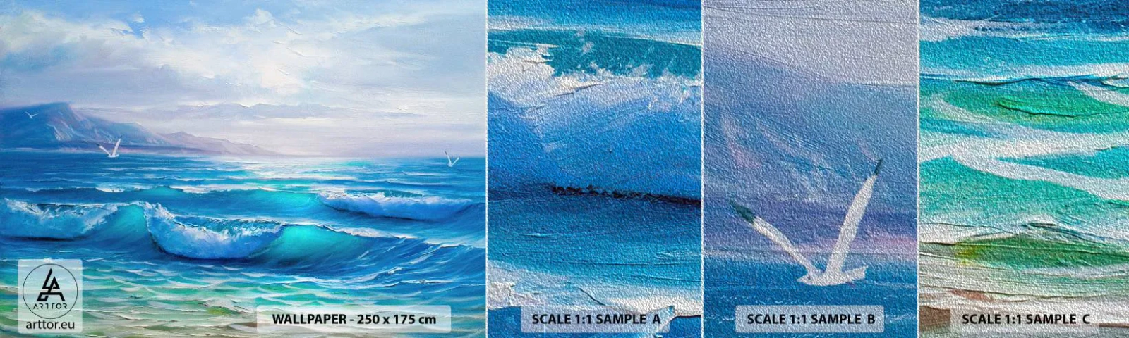 Fototapeten Muster Premium Sand - Es bringt Erleichterung - Abstraktion, Meer, Grafik - 100x30 cm