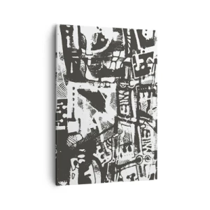 Bild auf Leinwand - Leinwandbild - Abstraktes monochromes Retro-Muster - 50x70cm - Ordnung oder Chaos? - Moderne Wanddekoration für Wohnzimmer und Schlafzimmer ARTTOR