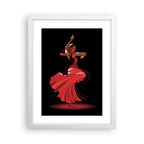 Poster in einem weißen Rahmen - Der feurige Geist des Flamenco - 30x40 cm