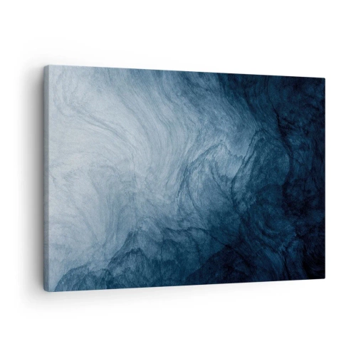 Bild auf Leinwand - Leinwandbild - Eine abstrakte Komposition in Blau- und Marineblautönen. - 70x50cm - Greifen Sie tief - Moderne Wanddekoration für Wohnzimmer und Schlafzimmer ARTTOR