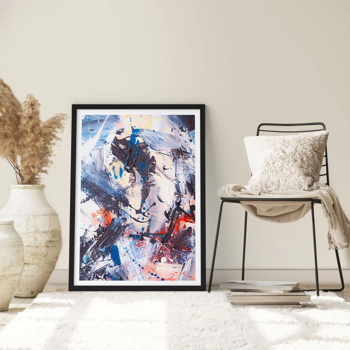 Poster in einem schwarzem Rahmen - Verrückter Tanz der Abstraktion - 30x40 cm