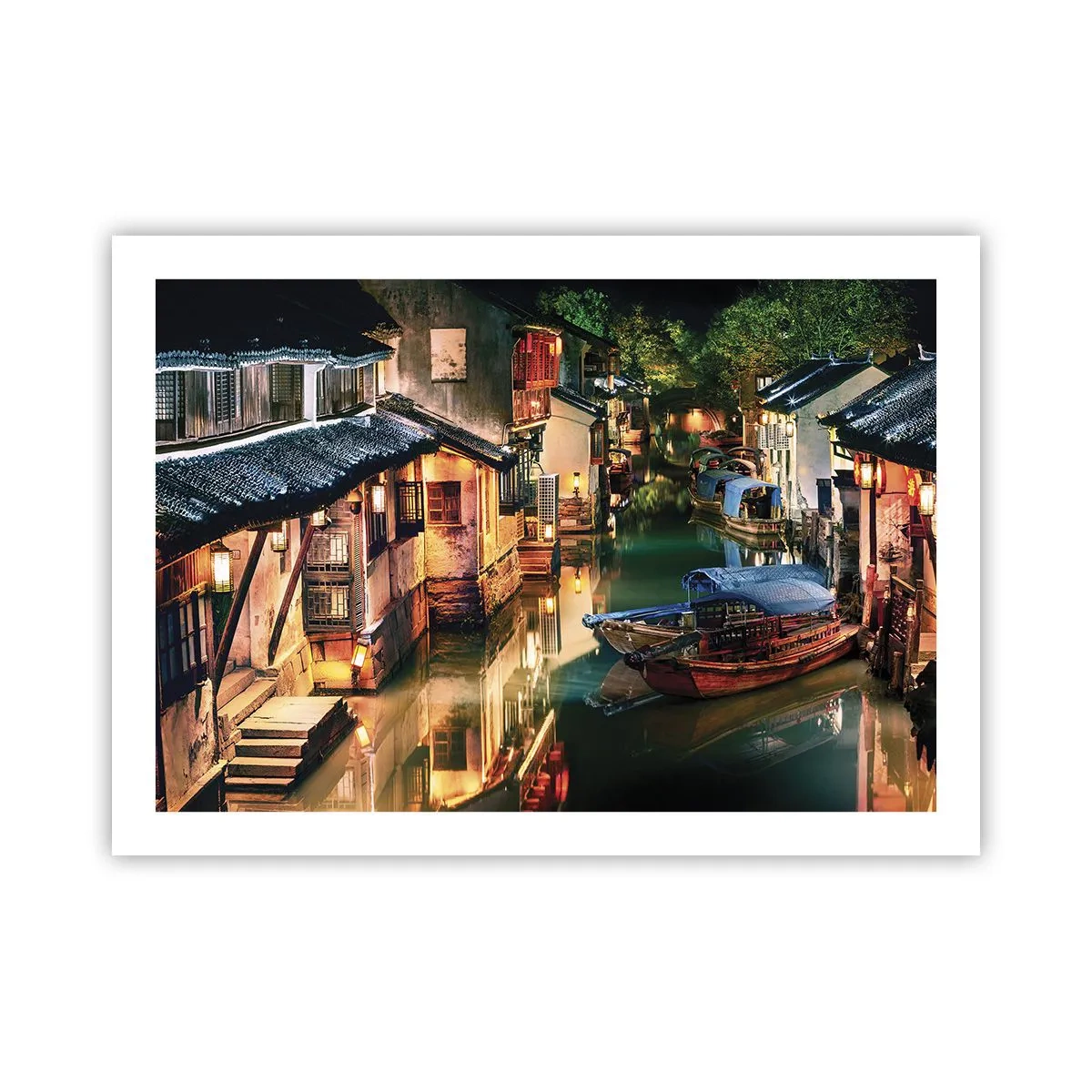 Poster - Ein Abend auf einer chinesischen Straße - 70x50 cm