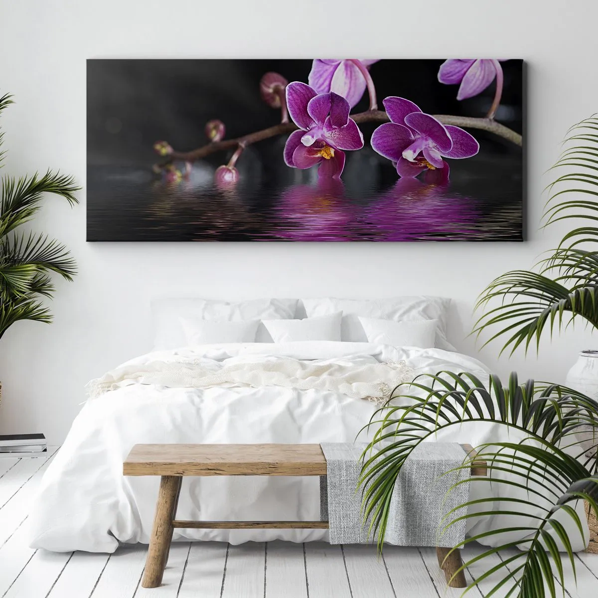 Bild auf Leinwand - Leinwandbild - Lila Spiegelbild der Schönheit - 90x30 cm