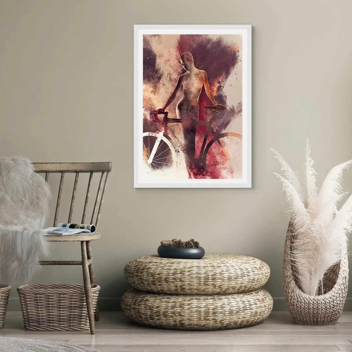 Poster in einem weißen Rahmen - Eine Fahrradseele in Marmorformen - 70x100 cm