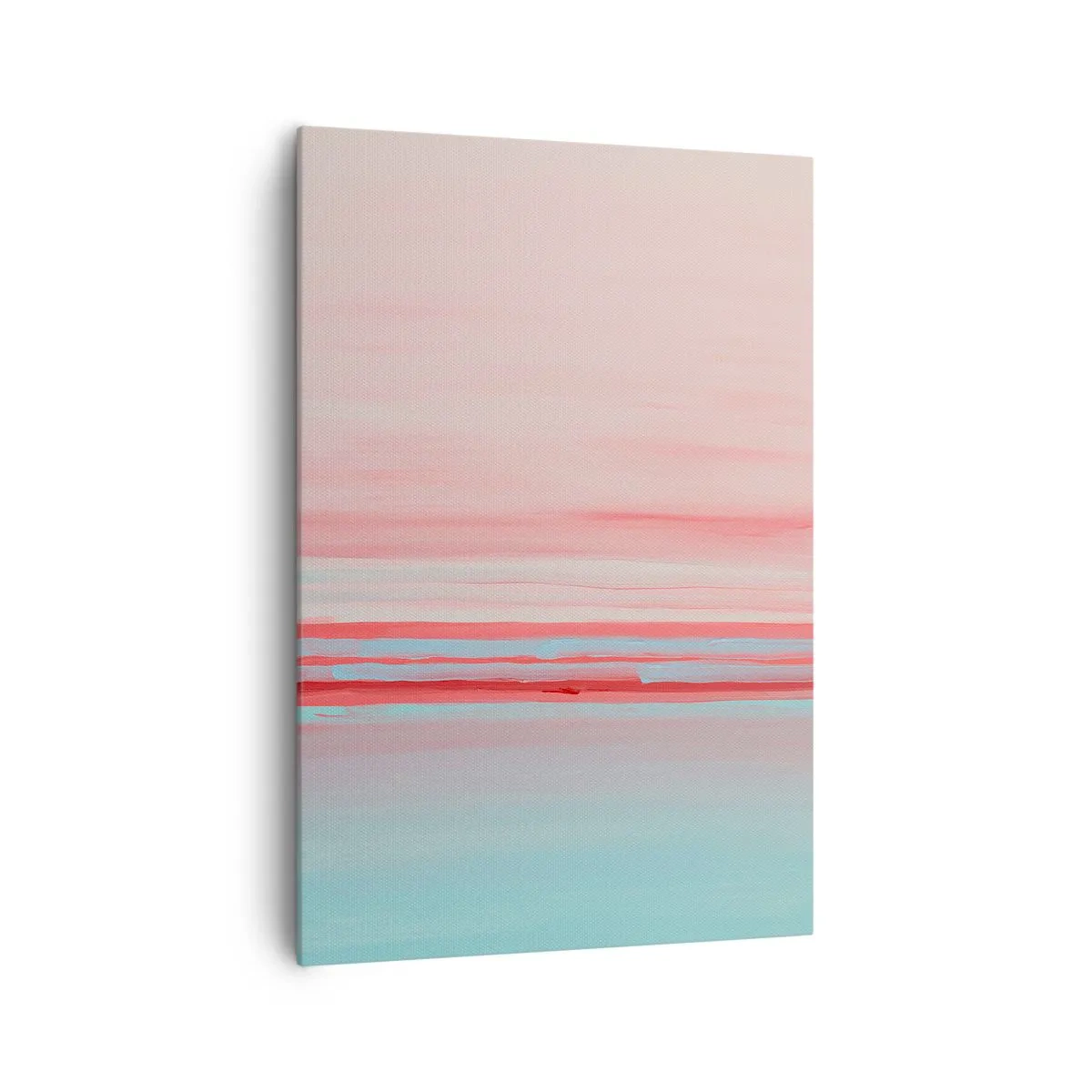 Bild auf Leinwand - Leinwandbild - Pastellfarbene Linien in Rosa- und Blautönen in einer minimalistischen Komposition - 70x100cm - Abstraktion im Morgengrauen - Moderne Wanddekoration für Wohnzimmer und Schlafzimmer ARTTOR