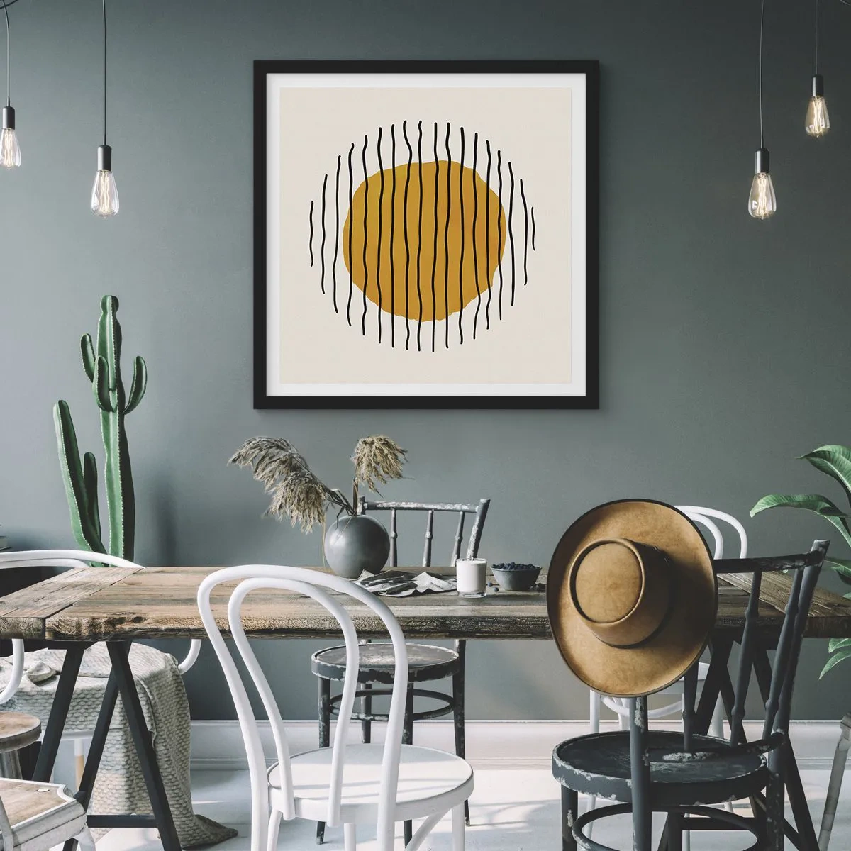 Poster in einem schwarzem Rahmen - Abstraktion, die vor Hitze zittert - 40x40 cm