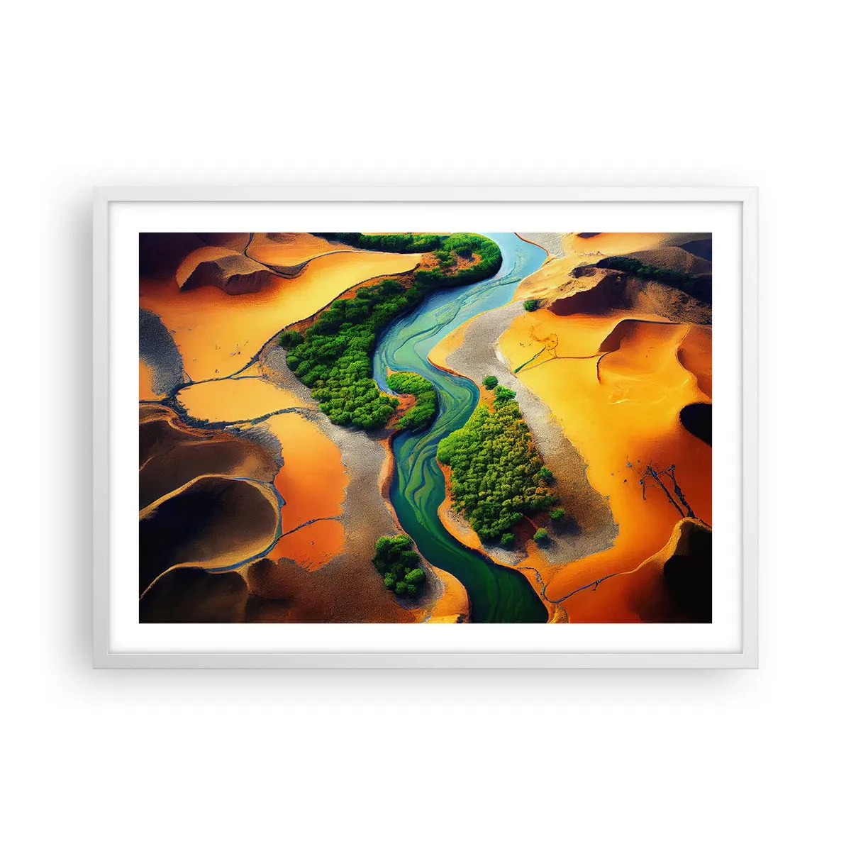 Poster in einem weißen Rahmen - Lebensspendender Fluss - 70x50 cm