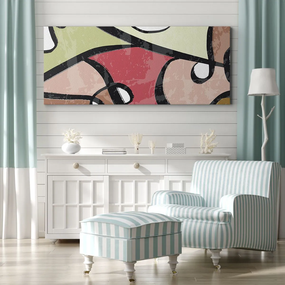 Bild auf Leinwand - Leinwandbild - Pirouetten unter Farben - 90x30 cm