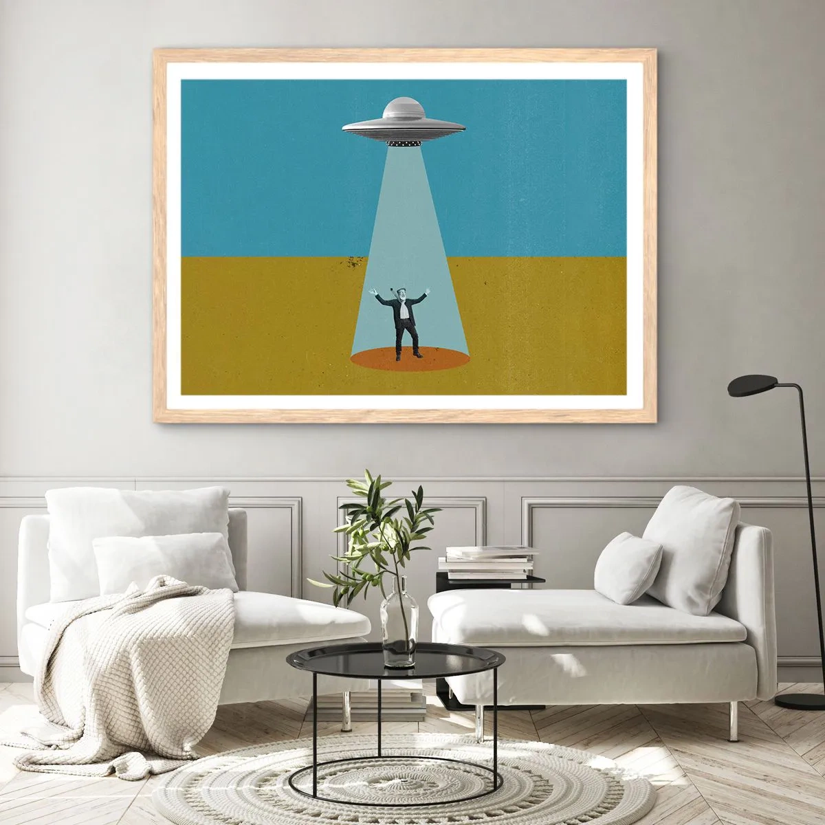 Poster in einem Rahmen aus heller Eiche - Nahe Begegnung - 91x61 cm