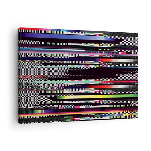 Bild auf Leinwand - Leinwandbild - Bunte Linien und Pixel im abstrakten Stil - 70x50cm - Das Kontrollbild der Realität - Moderne Wanddekoration für Wohnzimmer und Schlafzimmer ARTTOR