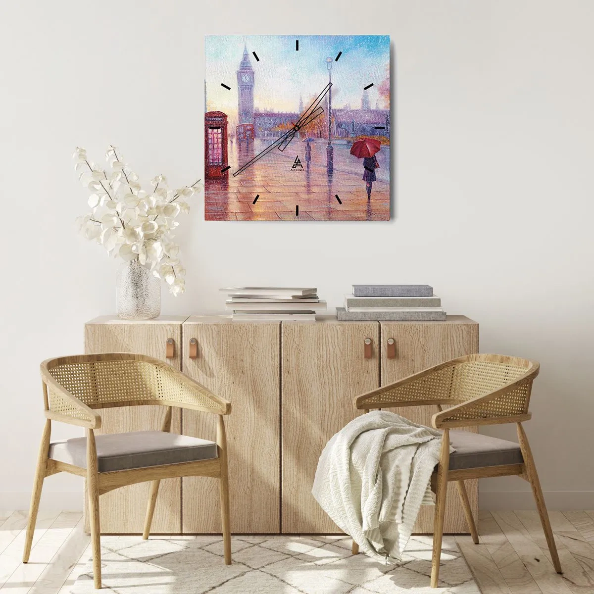 Wanduhr - Glasuhr - Londoner Herbsttag - 30x30 cm