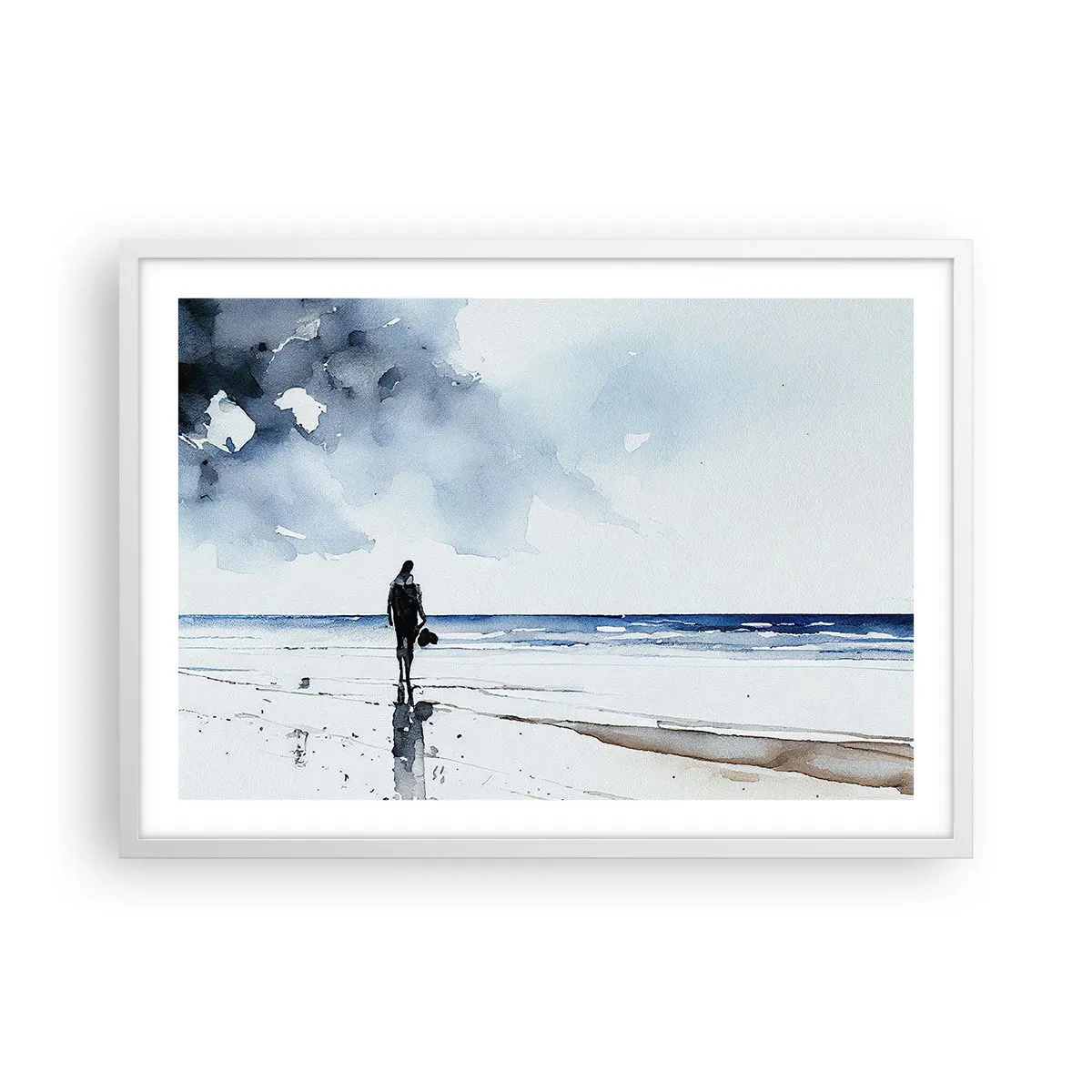Poster in einem weißen Rahmen - Gespräch mit dem Meer - 70x50 cm
