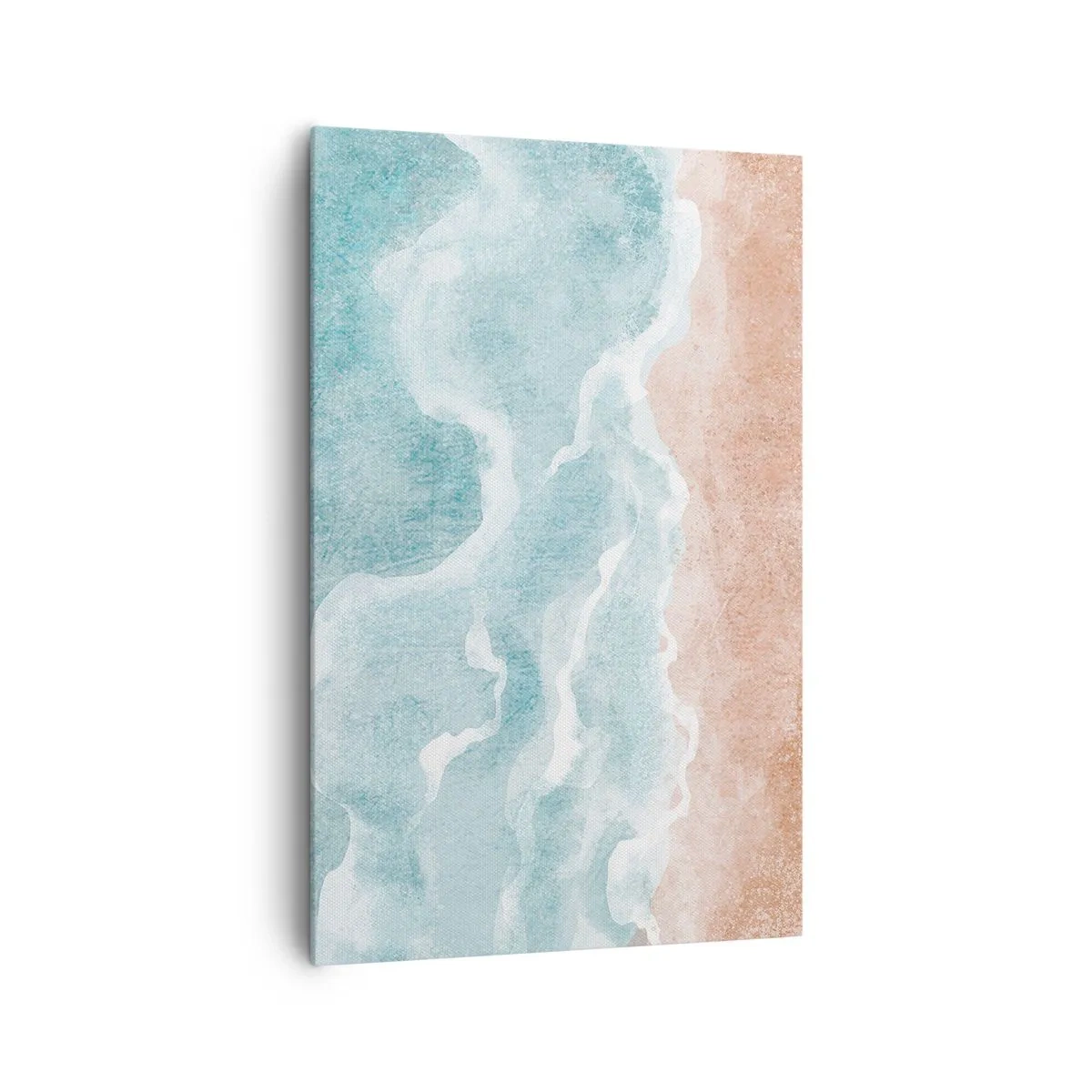 Bild auf Leinwand - Leinwandbild - Abstrakter Strand mit Wellen in Blau- und Beigetönen - 80x120cm - Cloud-Abstraktion - Moderne Wanddekoration für Wohnzimmer und Schlafzimmer ARTTOR