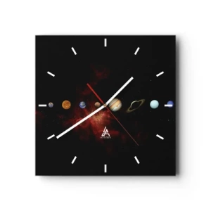 Wanduhr - Glasuhr - Das Sonnensystem mit Planeten vor dem Hintergrund des Weltraums - 30x30cm - Unsere Nachbarschaft - Moderne Wanddekoration für Wohnzimmer und Schlafzimmer ARTTOR