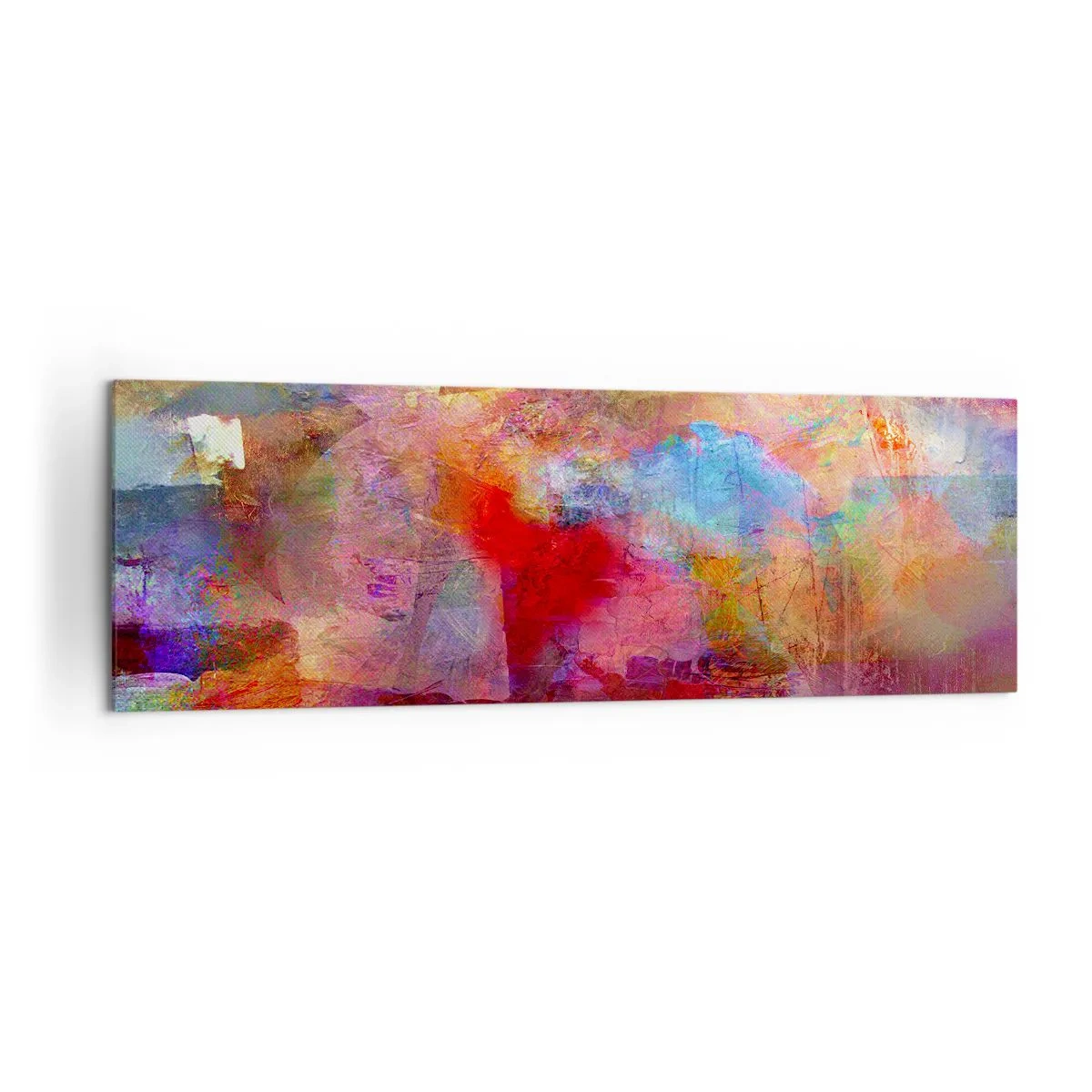 Bild auf Leinwand - Leinwandbild - Bunte Abstraktion in warmen und kühlen Farbtönen - 160x50cm - Schau in den Regenbogen - Moderne Wanddekoration für Wohnzimmer und Schlafzimmer ARTTOR