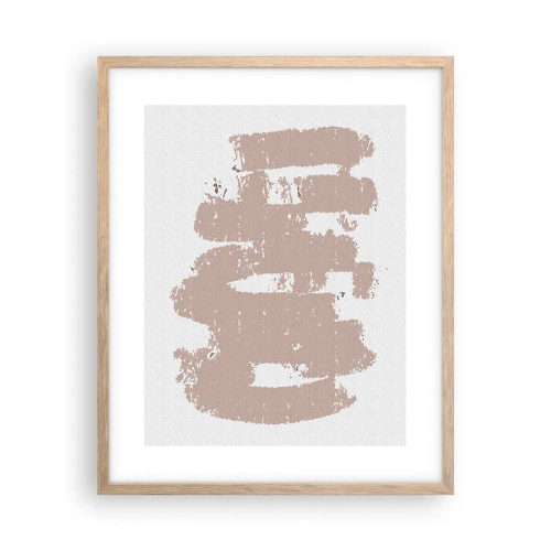 Poster in einem Rahmen aus heller Eiche - Abstraktion in zartem Rosa - 40x50 cm
