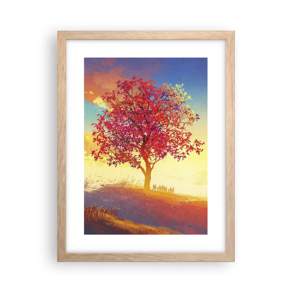 Poster in einem Rahmen aus heller Eiche - Pilger am Ziel - 30x40 cm