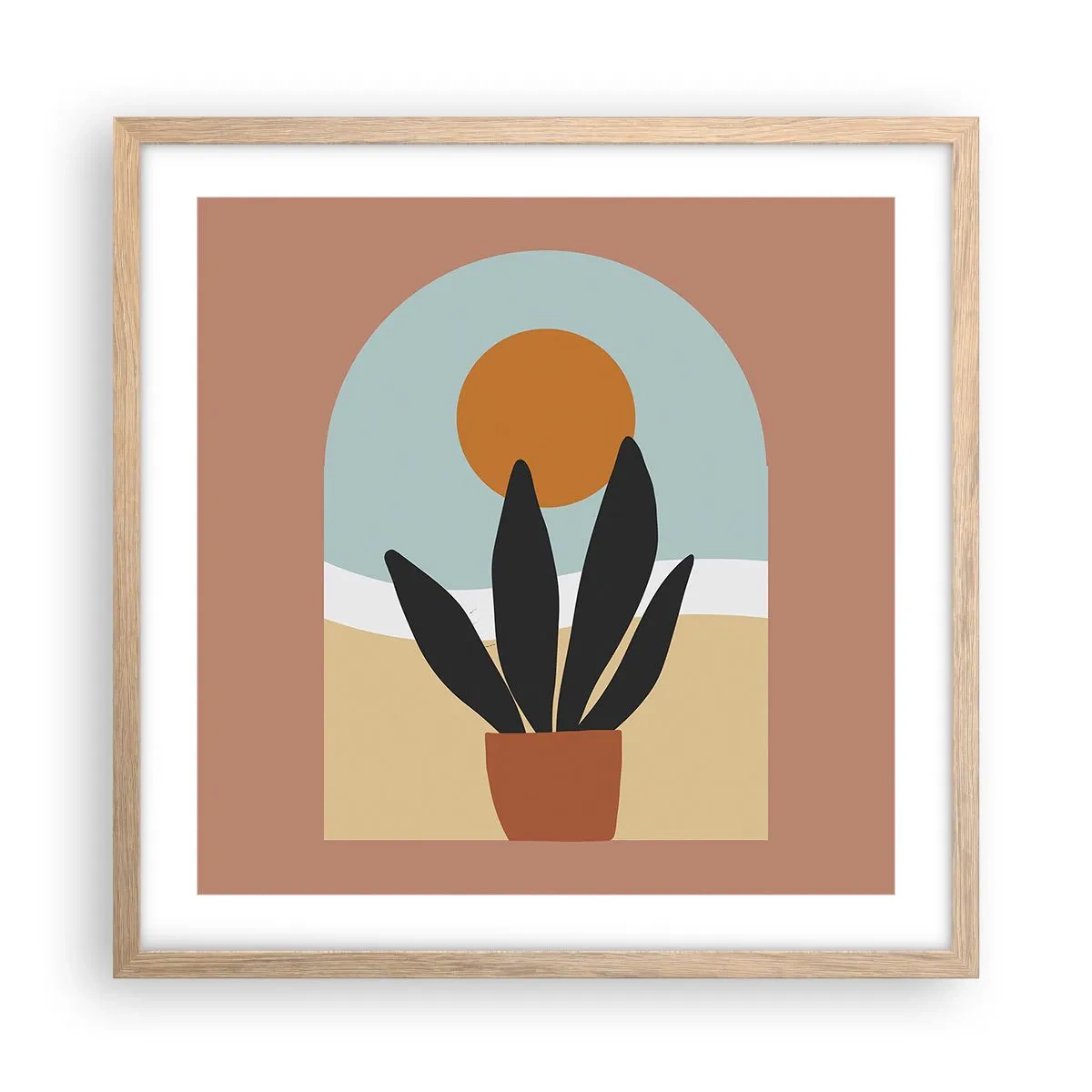 Poster in einem Rahmen aus heller Eiche - Kleine Freuden - 50x50 cm