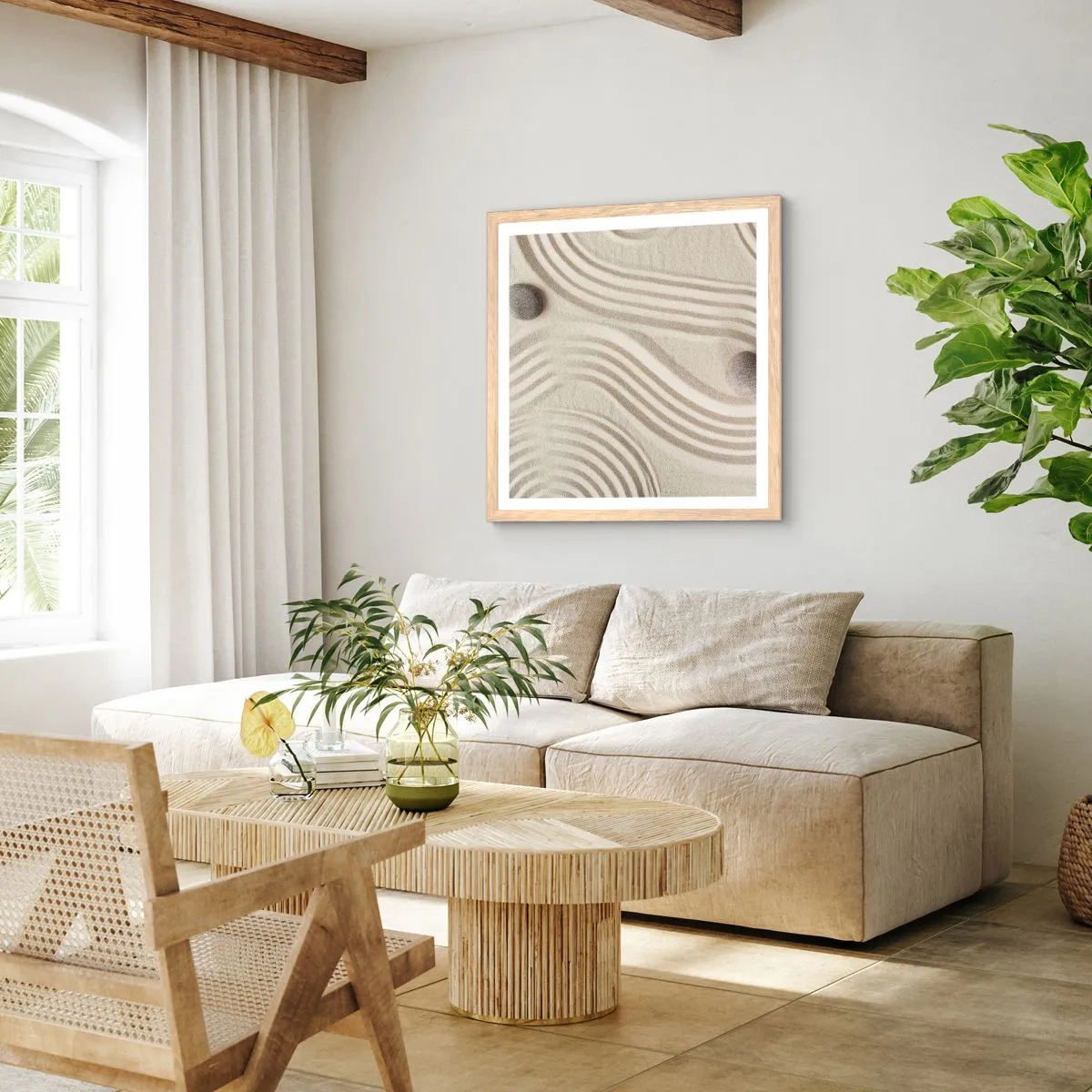 Poster in einem Rahmen aus heller Eiche - Ein Hauch von Wärme - 60x60 cm