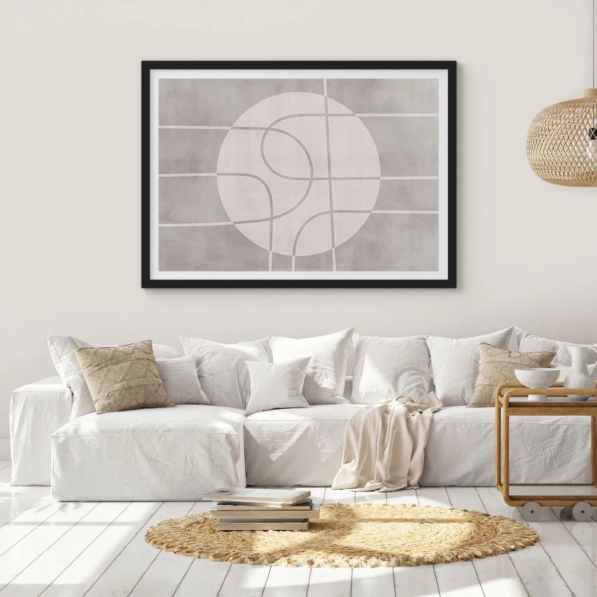 Poster in einem schwarzem Rahmen - Kreisförmig und geradeaus - 91x61 cm