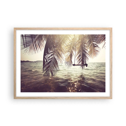 Poster in einem Rahmen aus heller Eiche - Sie können nach Belieben in den Wolken schwingen - 70x50 cm