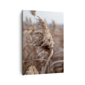 Bild auf Leinwand - Leinwandbild - Zarte Gräser in Beigetönen vor dem Hintergrund der Natur - 50x70cm - Zeit, mit dem Wind zu gehen - Moderne Wanddekoration für Wohnzimmer und Schlafzimmer ARTTOR