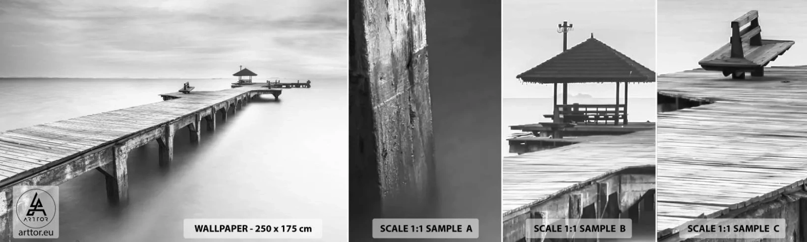 Fototapetenmuster Standard Eco - In die Ferne - Landschaft, Meer, Holzbrücke - 100x30 cm