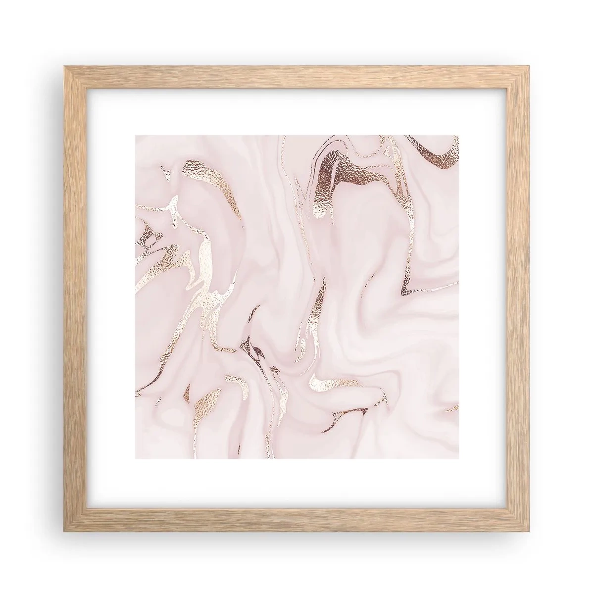 Poster in einem Rahmen aus heller Eiche - In einem rosa Schal - 30x30 cm