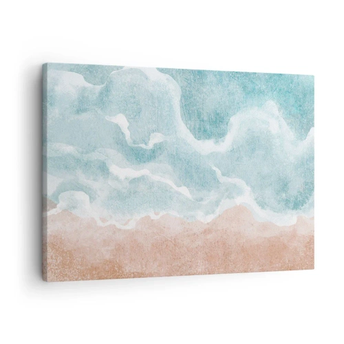 Bild auf Leinwand - Leinwandbild - Abstrakter Strand mit Wellen in Blau- und Beigetönen - 70x50cm - Cloud-Abstraktion - Moderne Wanddekoration für Wohnzimmer und Schlafzimmer ARTTOR