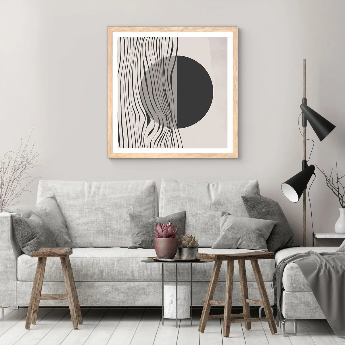 Poster in einem Rahmen aus heller Eiche - Halbe Komposition - 30x30 cm