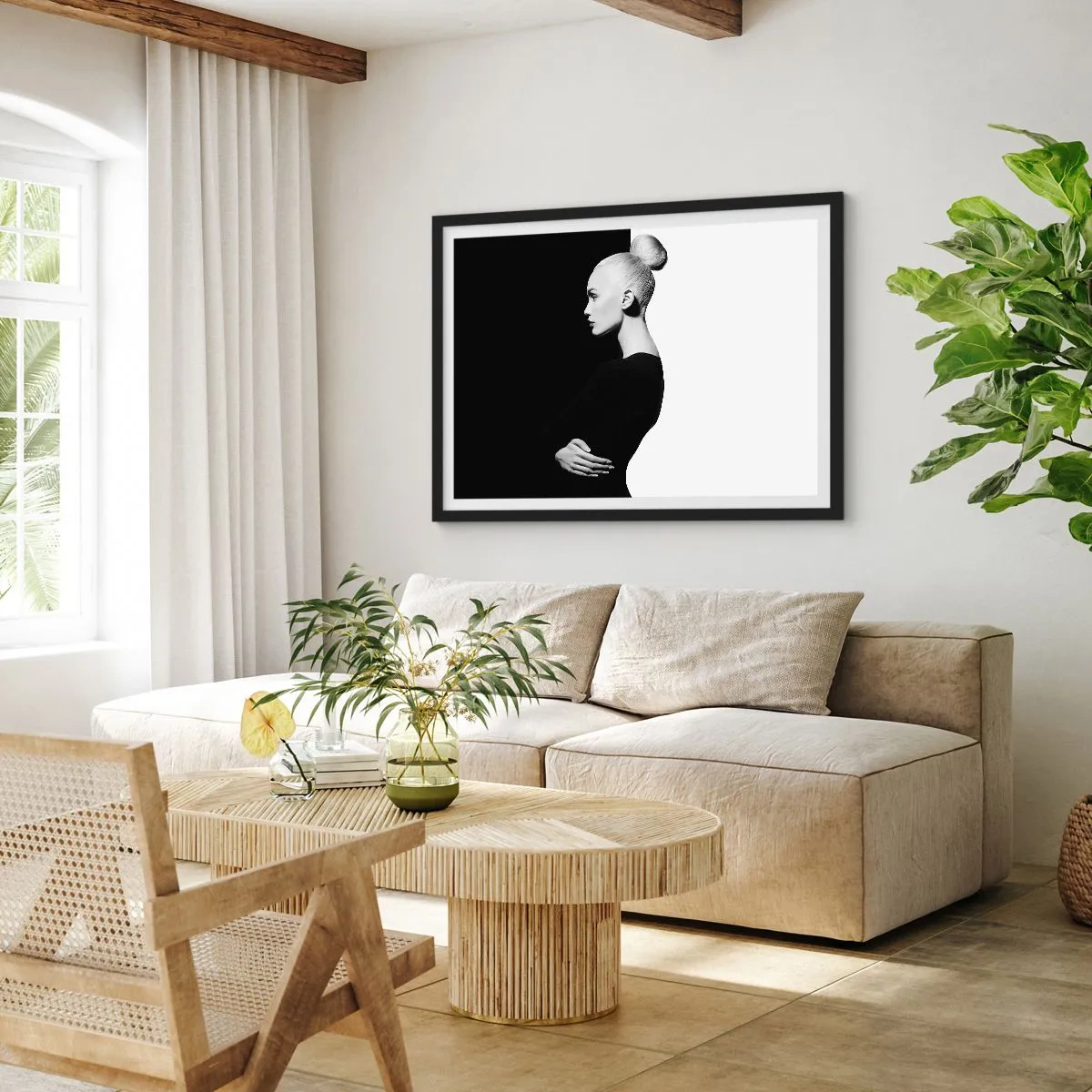 Poster in einem schwarzem Rahmen - Einfach eine Frau - 91x61 cm