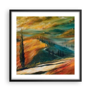 Poster in einem schwarzem Rahmen - Toskanische Landschaft - 50x50 cm