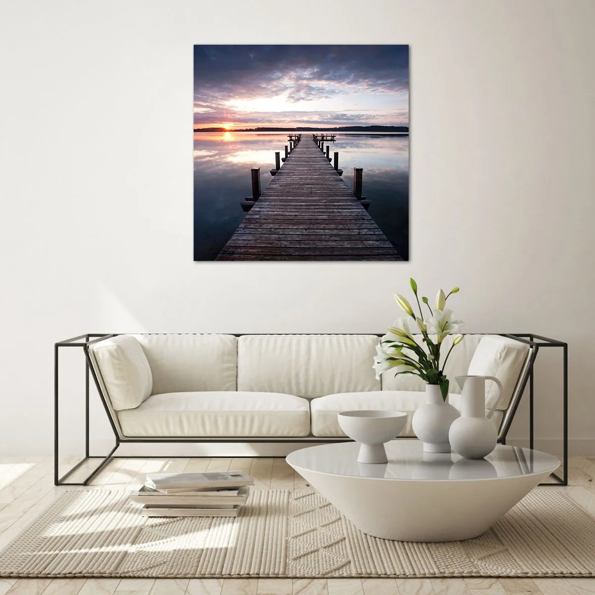 Glasbild - Bild auf glas - Eine stille Grenze zwischen Tag und Nacht - 70x70 cm