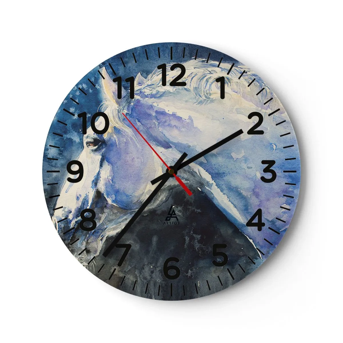 Wanduhr - Glasuhr - Porträt in blauem Glanz - 30x30 cm
