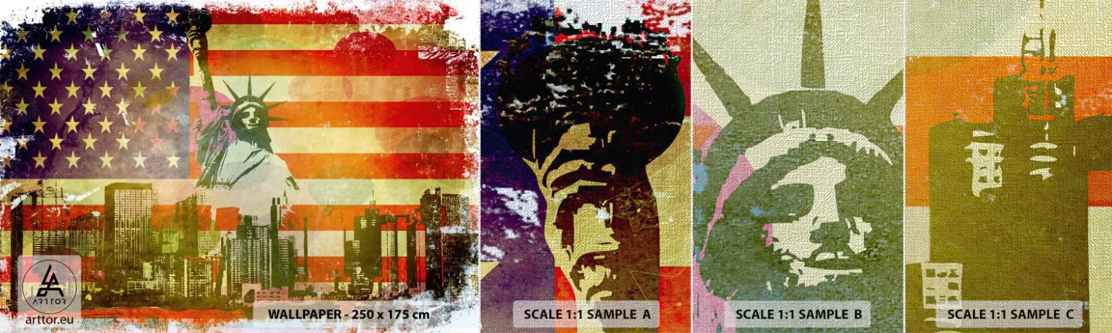 Fototapeten Muster Premium Canvas - Viva Amerika! - New York, USA, Freiheitsstatue - 100x30 cm