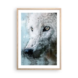 Poster in einem Rahmen aus heller Eiche - Lerne die Wolfsseele kennen - 50x70 cm