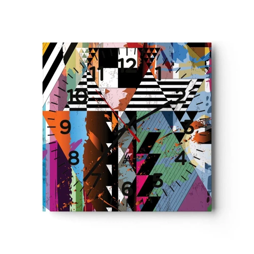 Wanduhr - Glasuhr - Geometrisch und organisch - 40x40 cm