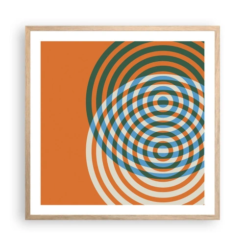 Poster in einem Rahmen aus heller Eiche - Abstrakte kreisförmige Variation - 60x60 cm