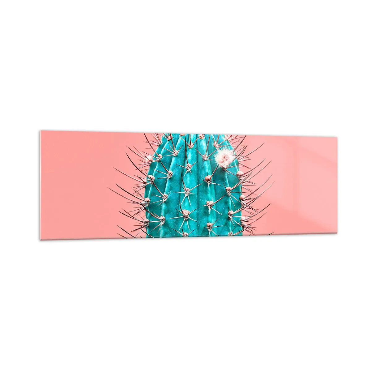 Glasbild - Bild auf glas - Eine künstlerische Interpretation eines Kaktus auf rosa Hintergrund - 160x50cm - Schau einfach hin - Moderne Wanddekoration für Wohnzimmer und Schlafzimmer ARTTOR