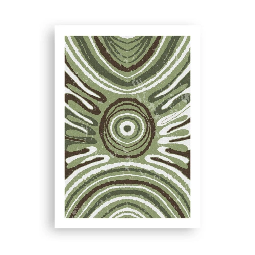 Poster - Symmetrisches abstraktes Muster in Grüntönen - 50x70cm - Explosion von Emotionen - Moderne Wanddekoration für Wohnzimmer und Schlafzimmer ARTTOR