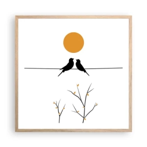 Poster in einem Rahmen aus heller Eiche - Abend der Nachtigallen - 60x60 cm