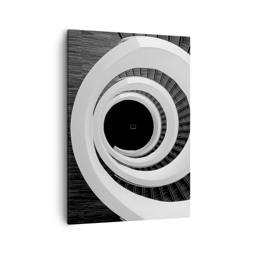 Bild auf Leinwand - Leinwandbild - Schwarz-weiße Wendeltreppe im modernen Stil - 50x70cm - Zum Kern der Sache - Moderne Wanddekoration für Wohnzimmer und Schlafzimmer ARTTOR