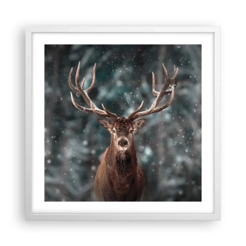 Poster in einem weißen Rahmen - Gekrönter König des Waldes - 50x50 cm