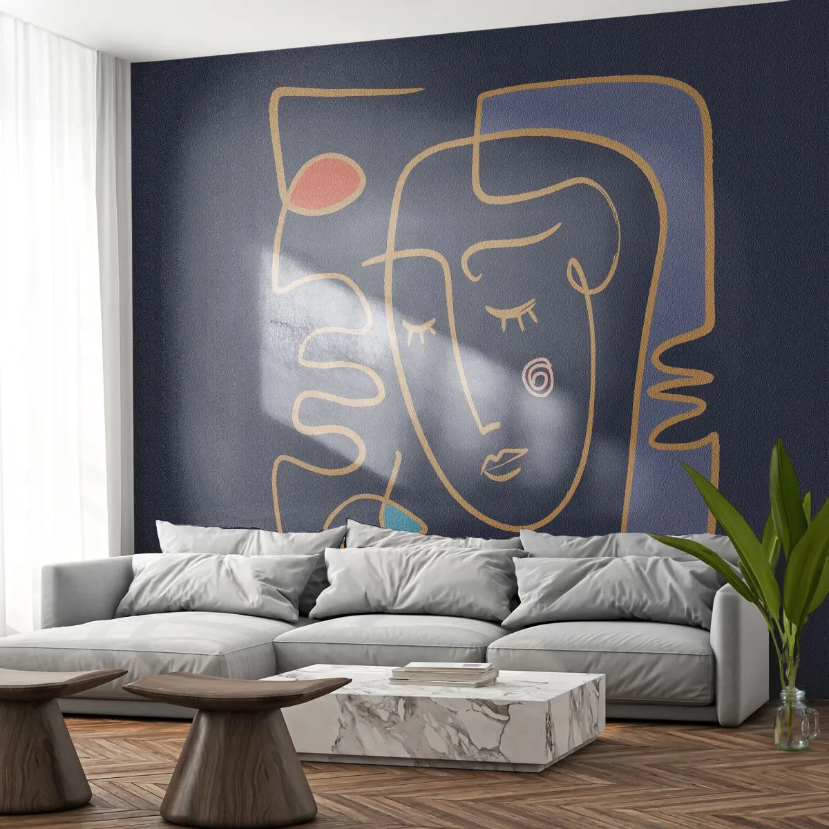 Fototapete Premium Canvas - In Gedanken - Porträt, Gesicht, Stück - 200x140 cm